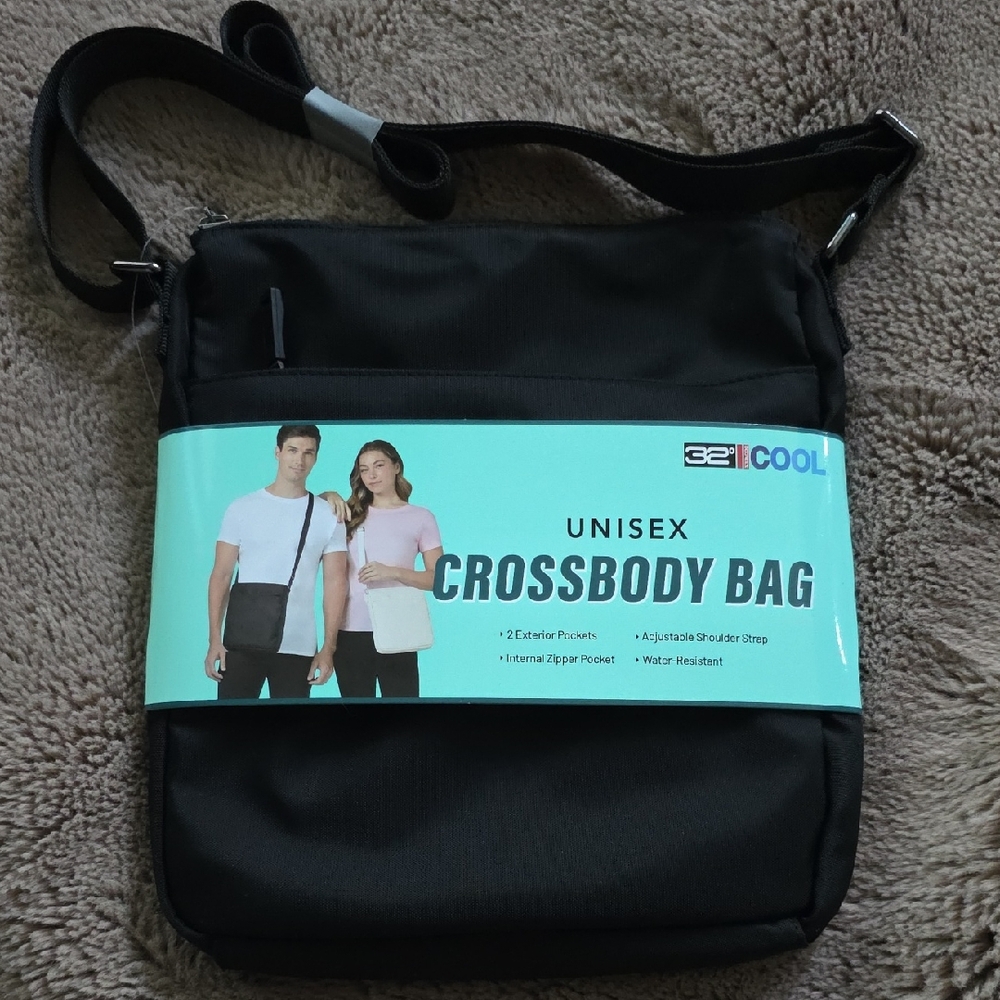 32 Degrees Black Unisex Crossbody Bag